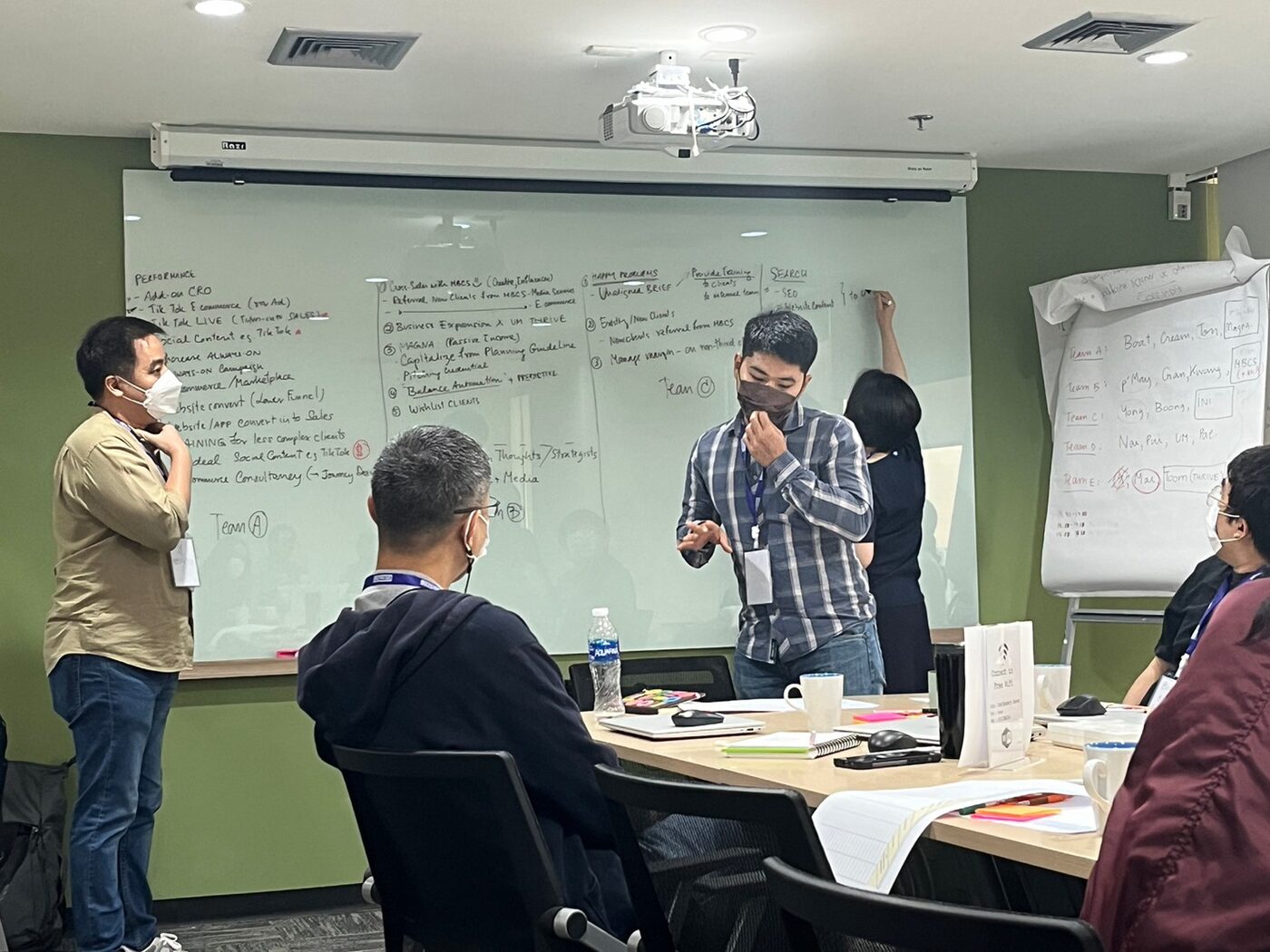 Presenting at the whiteboard during a planning workshop